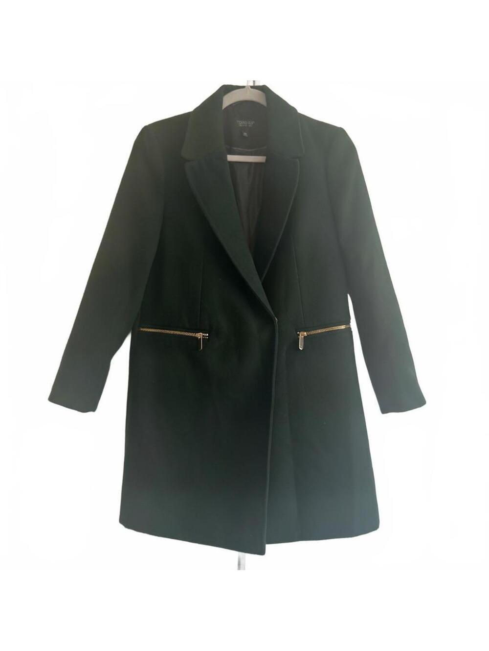 Topshop Meg Hunter Green Academic Tailored Peacoat Gold Zip Pockets US 4
